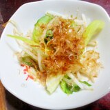 チンゲン菜とモヤシの酒蒸し【生姜風味でポン酢！】